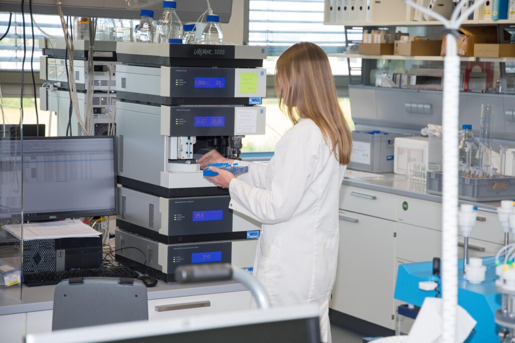 High-Performance Liquid Chromatography (HPLC) used to test research peptide purity.